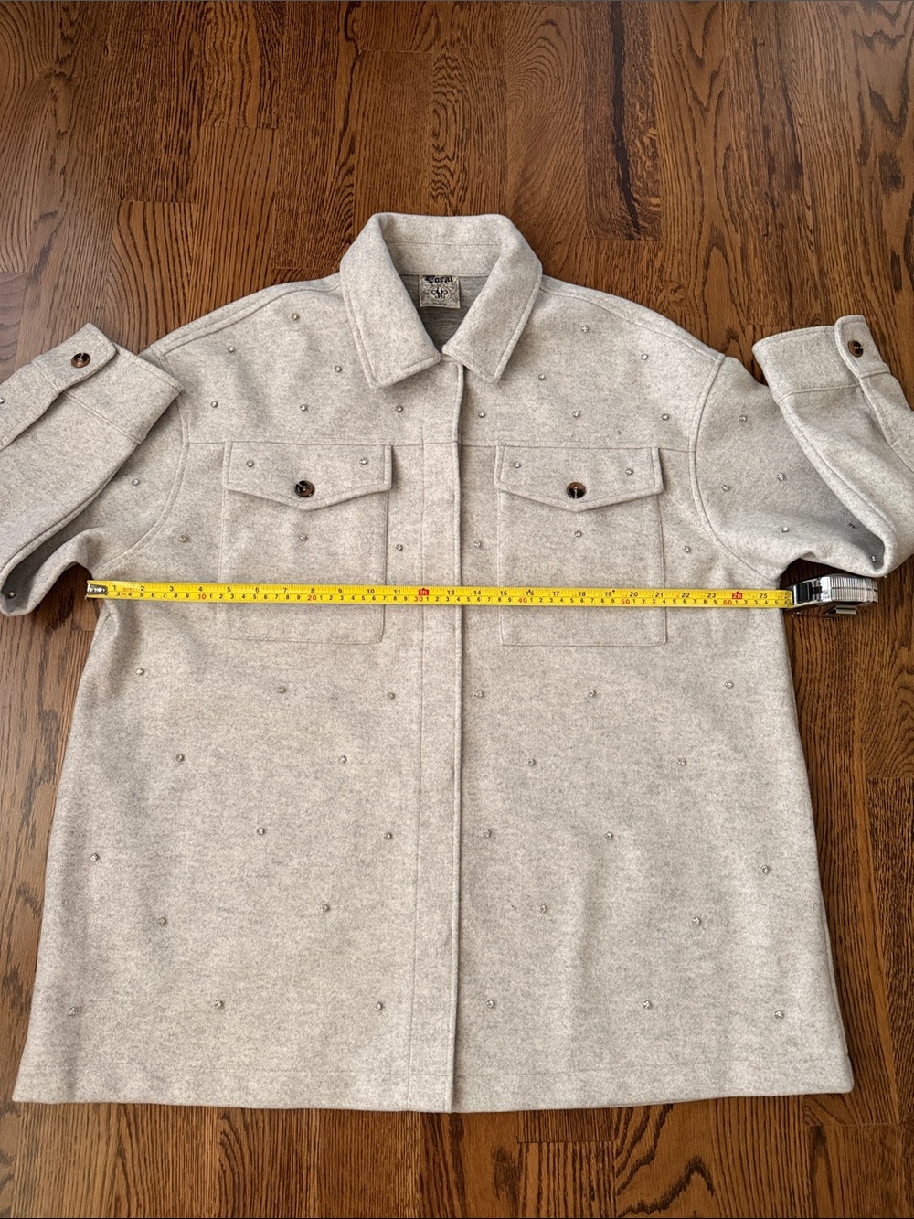 Vocal grey shacket with rhinestone studs medium - Picture 10 of 16